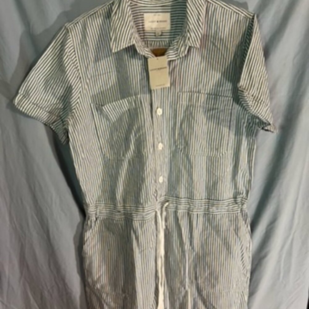 Lucky Brand Blue White Striped Dress with Pockets